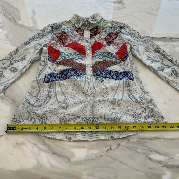 ETRO WHITE MULTI COTTON SHIRT SIZE IT 44 / US 8 NWTS! - Picture 12 of 17
